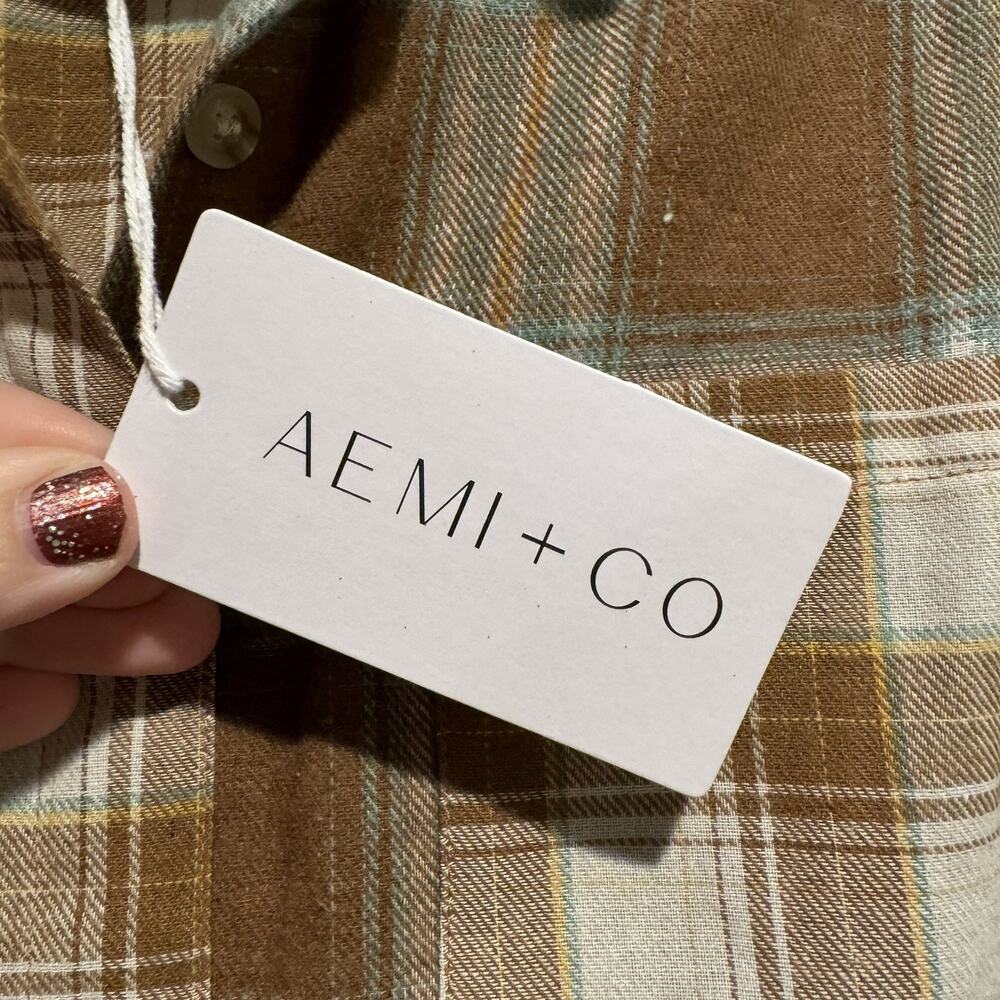 Aemi Co Oversized Fall Plaid Shirt NEW Size Small - Picture 5 of 7